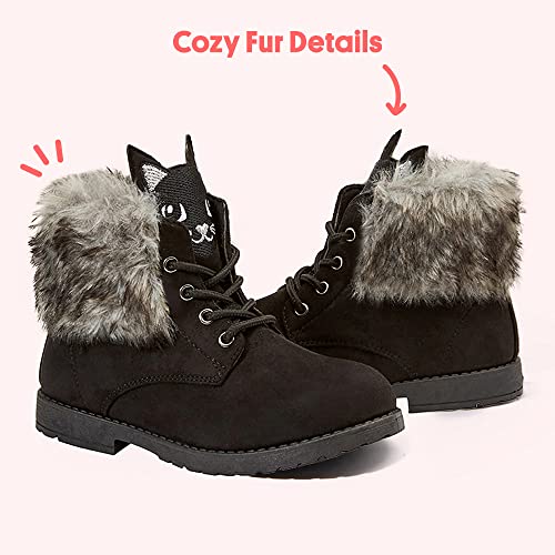 FabKids Girls Fashion Ankle Boots Cute Combat Boots Lace Up Non-Slip Short Boots for Toddler Little Kid Big Kid